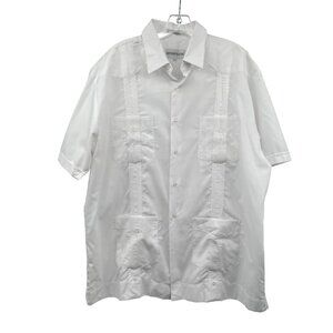 Gentlemens Collection Men's Button Up Shirt Short Sleeve Pockets White Size XL